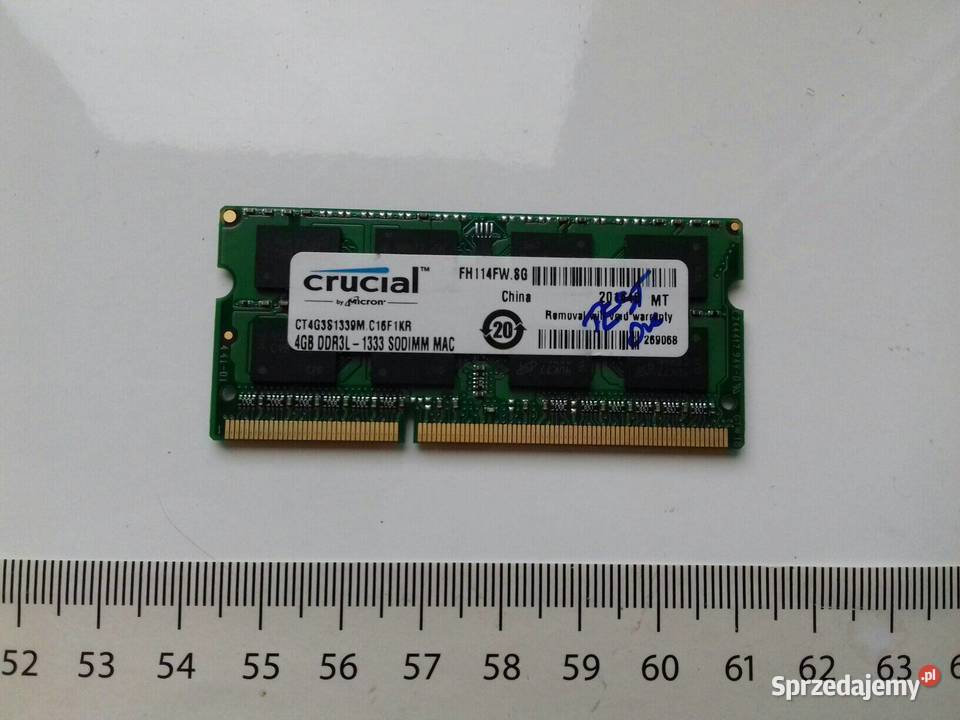 Crucial DDR3 4GB PC3L10600 SODIMM 135V 1333MHz PC10600 1333MHz Bydgoszcz