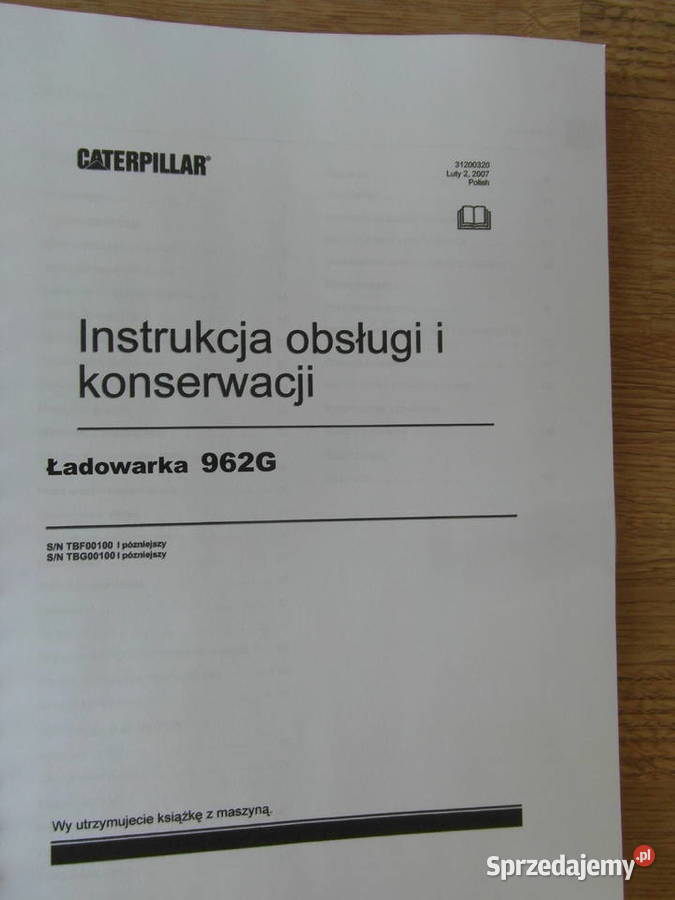dtr instrukcja obsługi ładowarka caterpillar Szczecin sprzedam