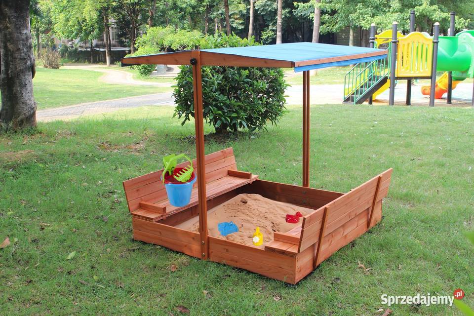 Drewniana piaskownica ogrodowa z daszkiem wielkopolskie Poznań sprzedam