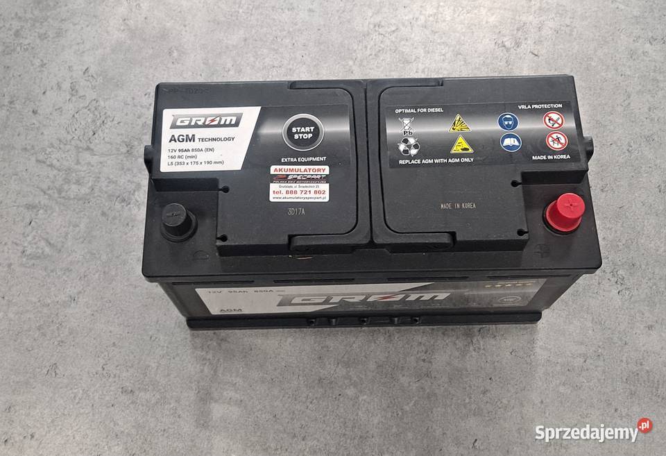 Akumulator GROM AGM STARTSTOP 95Ah 850A Prawy Grudziądz