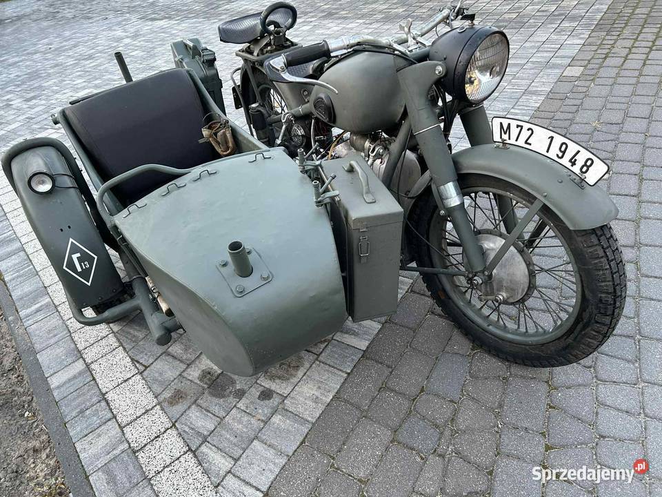 M72 1948 motocykl z wózkiem bocznym sprawny 750cm3 lubelskie Międzyrzec Podlaski sprzedam