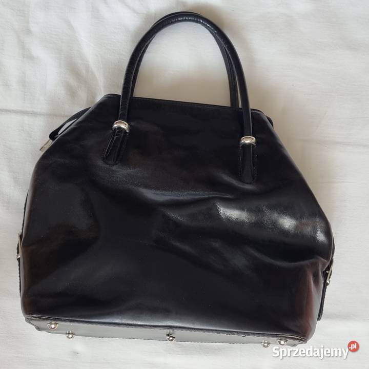 Czarna skórzana torebka kuferek Borse in Pelle Warszawa