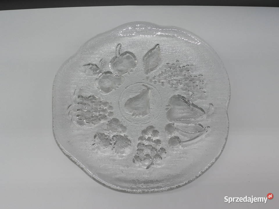 Stylowa Patera Szklana Vintage Motyw Owocowy Raszków