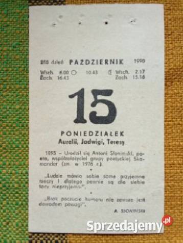 15101980 kartka z kalendarza kalendarz ździerak Łódź