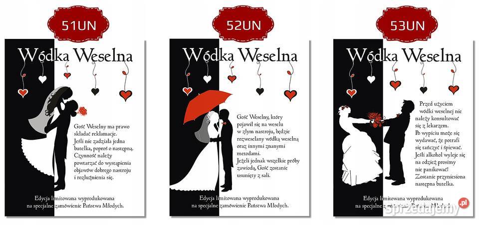 Naklejki Na Wódkę Weselną 05 Litra Etykiety Drezdenko