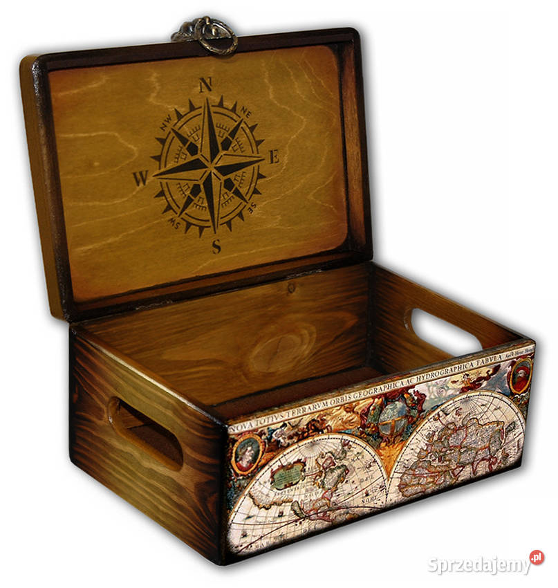 KUFEREK drewniane pudełko STARA MAPA duża Bydgoszcz sprzedam