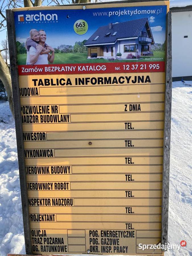 sprzedam Tablica informacyjna dotycząca budowy Pozostałe Dobrzyniewo Duże