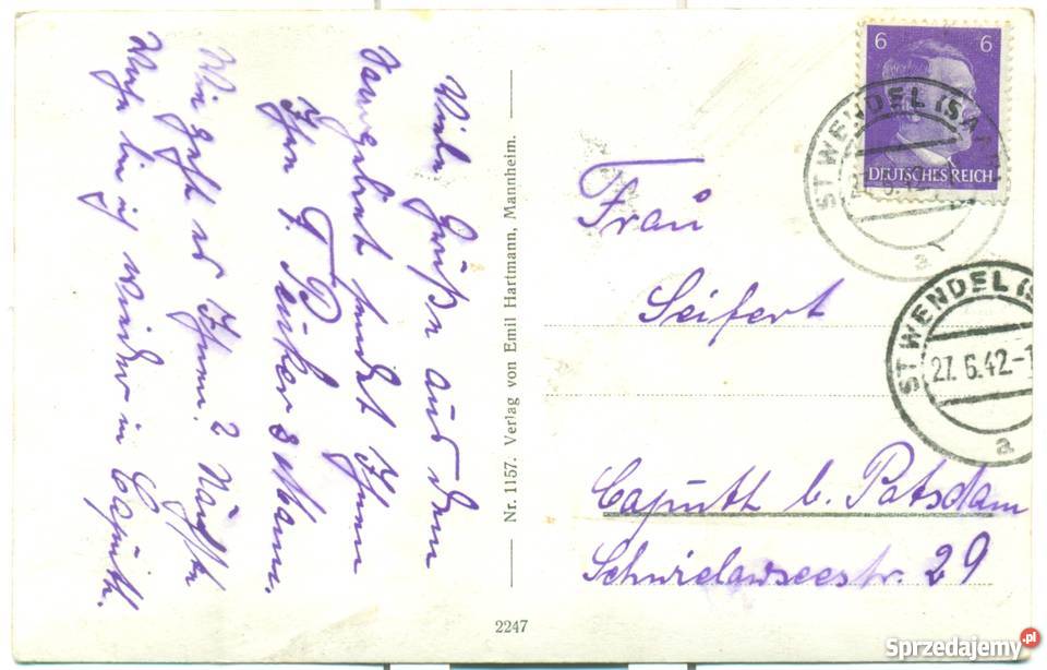 St Wendel Postkarte znaczek pieczątka kościół wielkopolskie Ostrów Wielkopolski