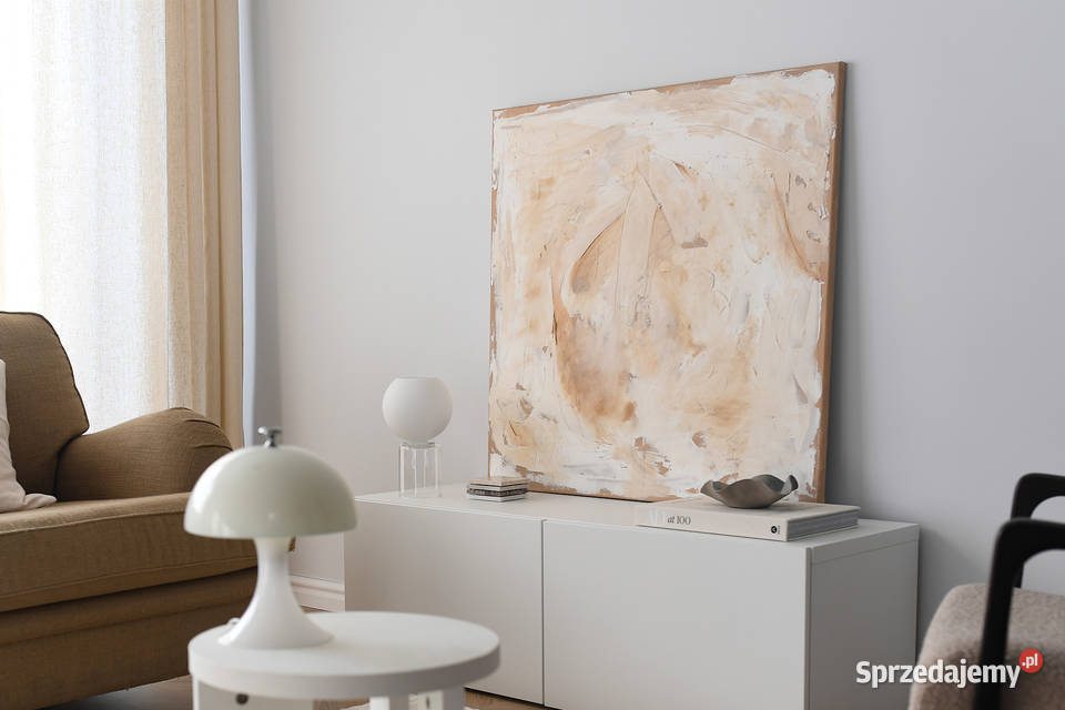 Abstrakcja strukturalna 90x90 Tynk i akryl na wielkopolskie Poznań