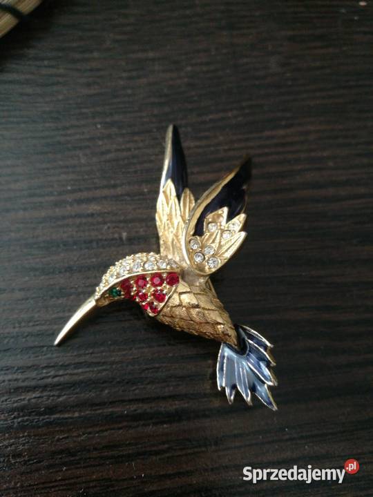 Broszka vintage 80 ptak koliberek Choszczno