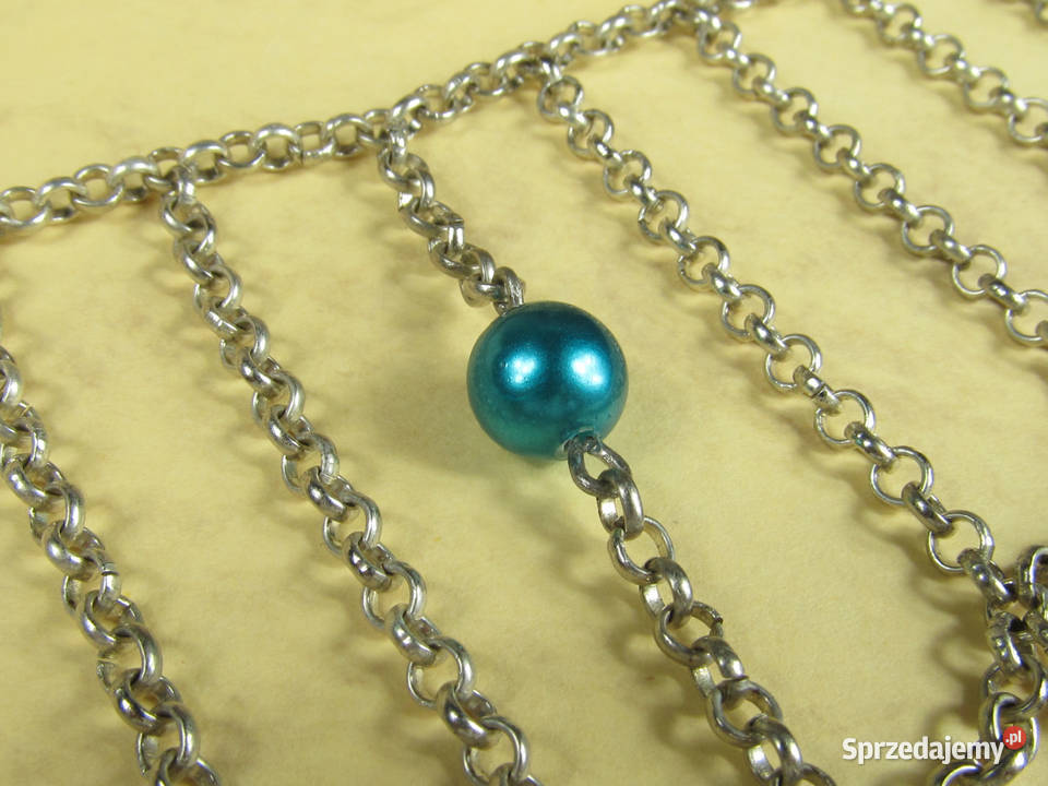 Bransoletka na palec łańcuszek srebrny koraliki Katowice