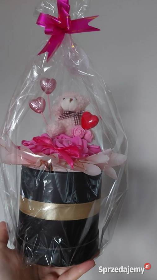 Boks Walentynkowy z misiem I różami śląskie Rybnik