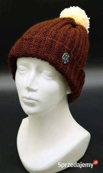 Czapka zimowa wełniana na szydełku Kutno