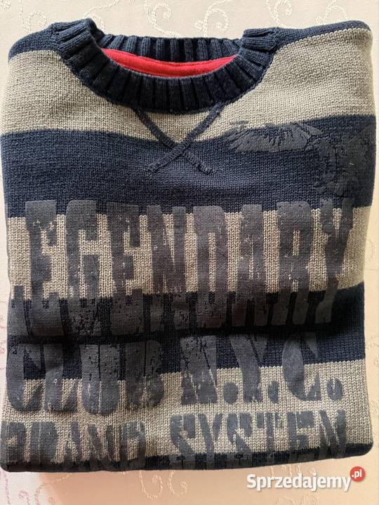 Sweter męski Million X M 164 szary granat paski Rozmiar M Czerwionka-Leszczyny