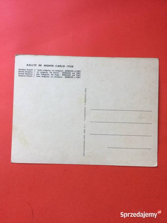 2638 Widokówka Rajd Monte Carlo 1958 Antykwariat