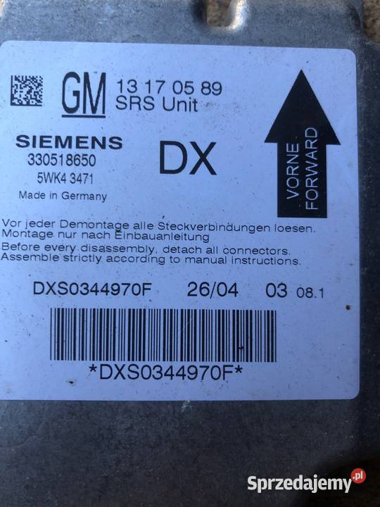MODUŁ SENSOR AIR BAG OPEL 330518650 5WK43471