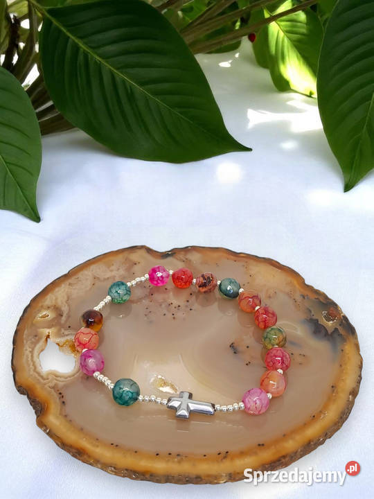 Bransoletka różaniec dziesiątka różańca z agatu