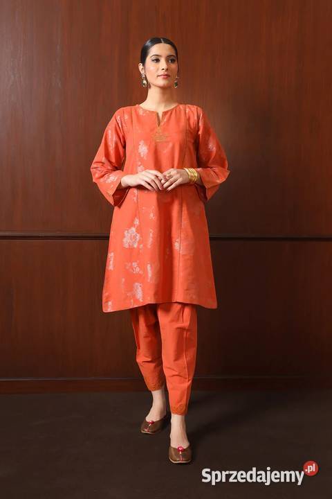 Pomarańczowa tunika sukienka L 40 hippie boho żółty/złoty Szczecin sprzedam