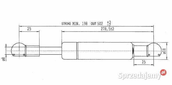Sprężyna gazowa L502 mm 230N Stabilus CA079499 Kamionna
