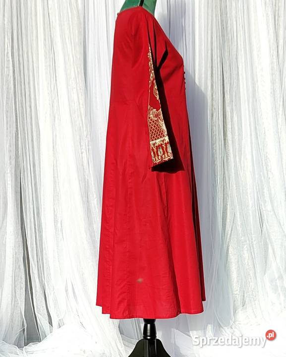 Orientalna tunika sukienka czerwona M 38 bawełna Szczecin