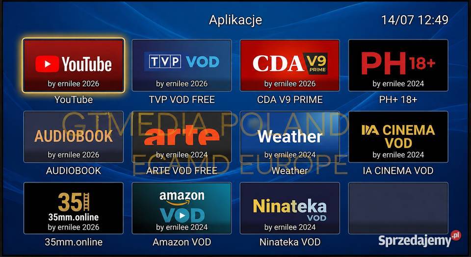 LISTA KANAŁÓW GTMEDIA V9 Prime V8X V7 Białystok sprzedam