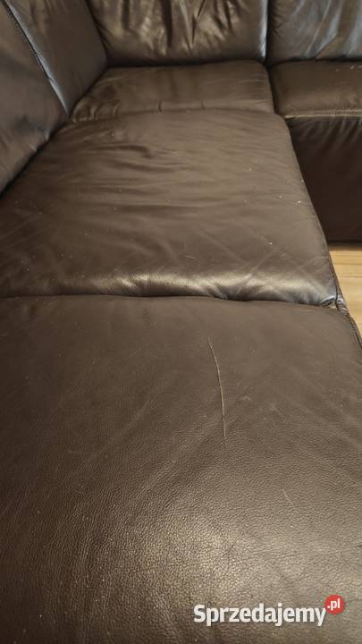 Kanapa rogowa skurzana brązowa sprzedam