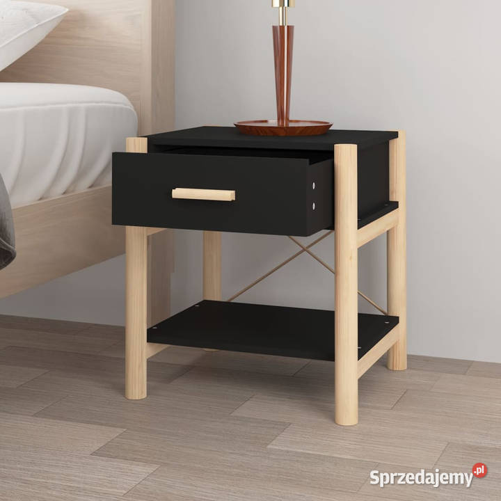 Szafki nocne 2 czarny 42x38x45 materiał Warszawa