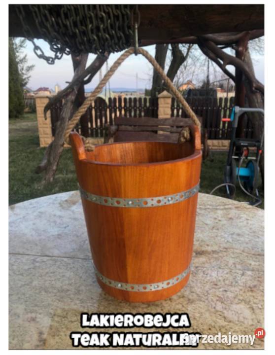 Wiaderko drewniane ozdobne do studni wiadro cudo wielokolorowy małopolskie Kraków sprzedam