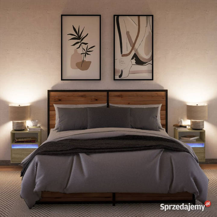 Wiszące szafki nocne z LED 2 dąb sonoma Nocne Warszawa