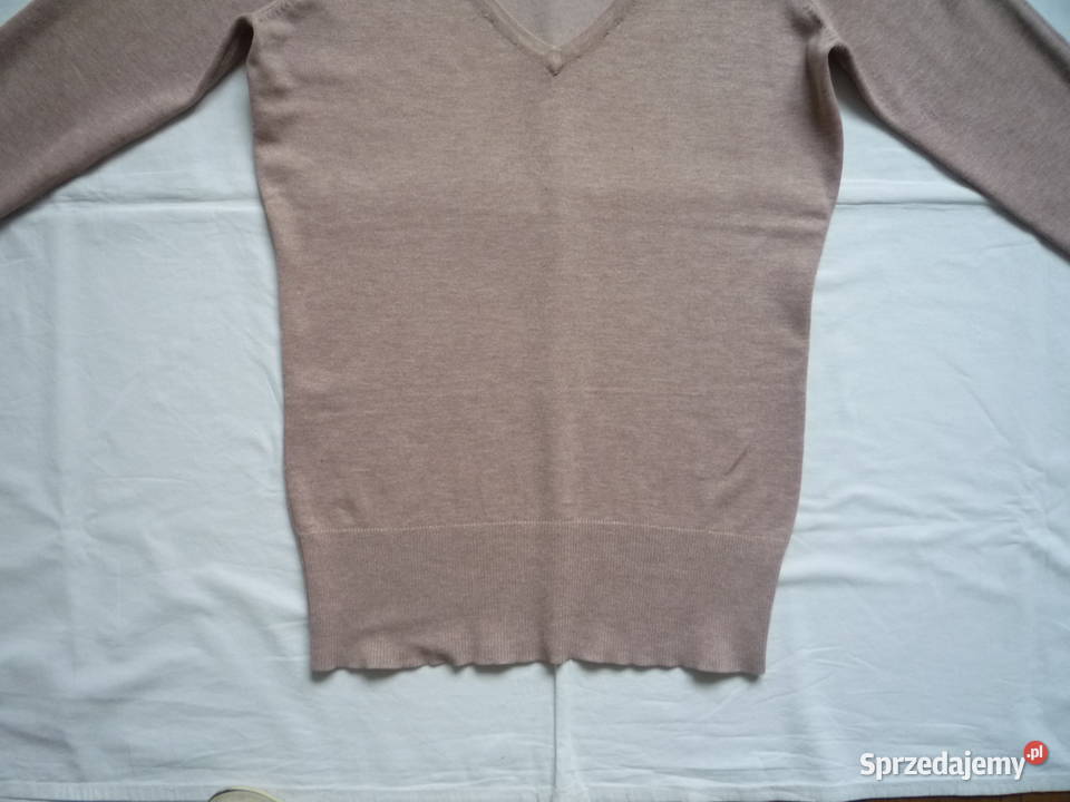 Camaieu 36S Beżowy sweterek dekolt w serek Szczecin