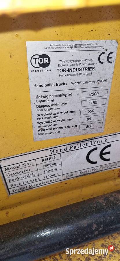 Wózek ręczny do palet RHP25