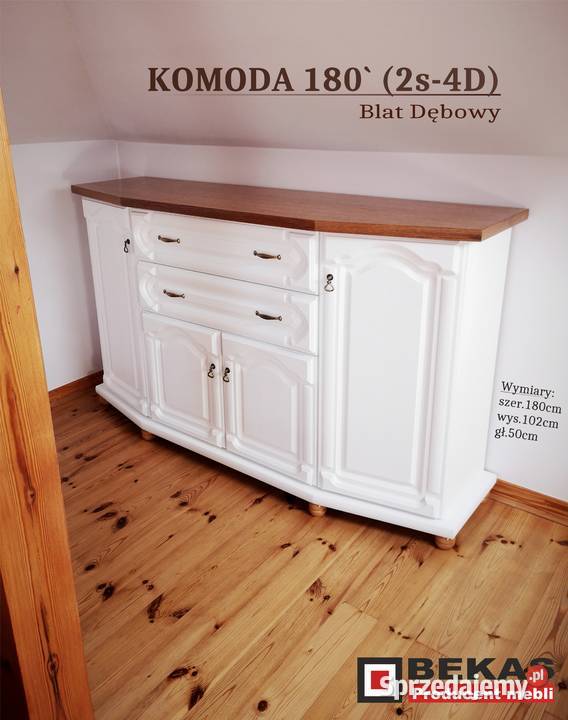 Stylowa Biała Prowansalska Komoda 140 Biały 81cm