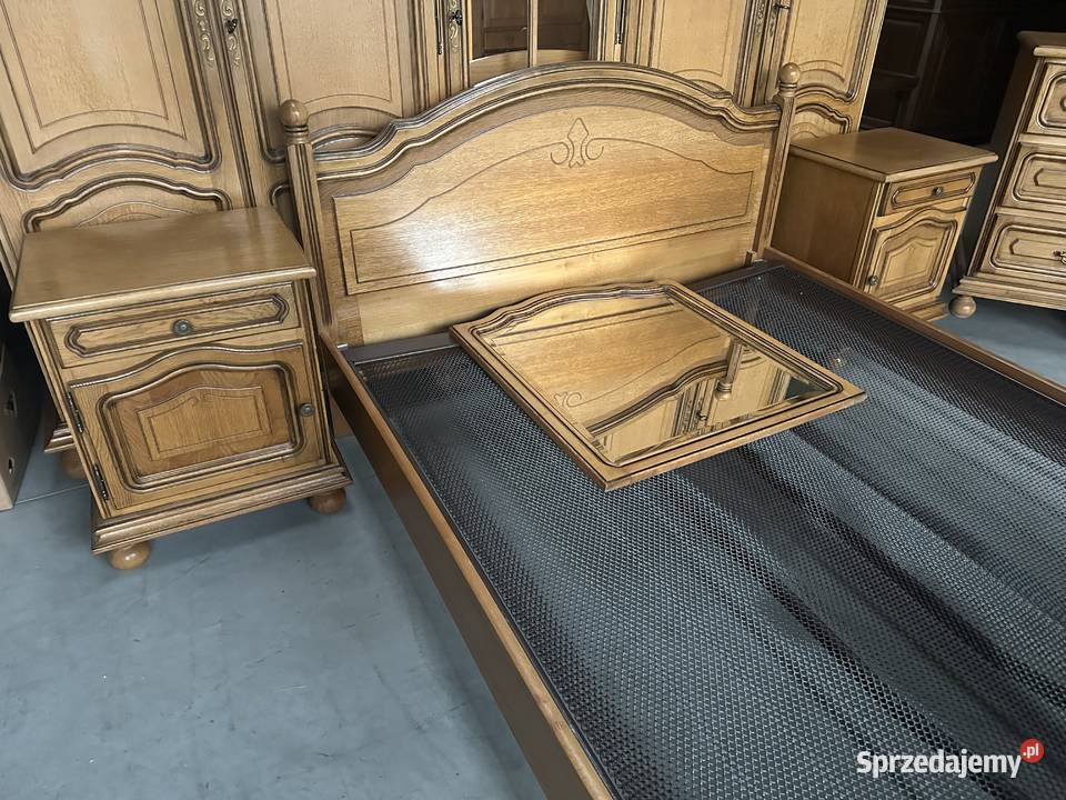 Dębowa sypialnia łóżko 140 szafki komoda szafa wielkopolskie Sławoszewek