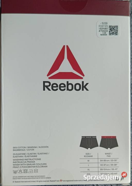 REEBOK bokserki męskie 2pak rozmiar XL 99104 95 Rozmiar XL sprzedam