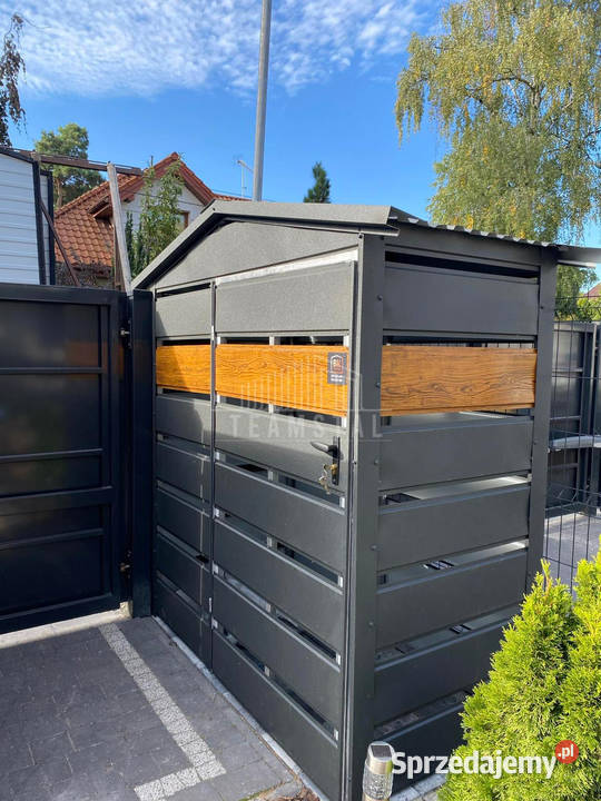 Wiata śmietnikowa 15x05m antracyt drewnopodobny