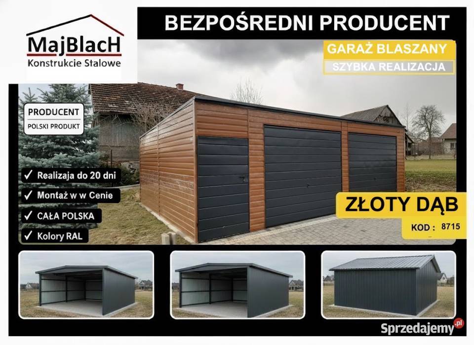 Złoty Dąb RAL Garaż Blaszany Bramy Wjazdowy blacha warmińsko-mazurskie Nowe Miasto Lubawskie sprzedam