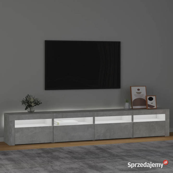 Szafka pod TV z oświetleniem LED szarość betonu Warszawa sprzedam