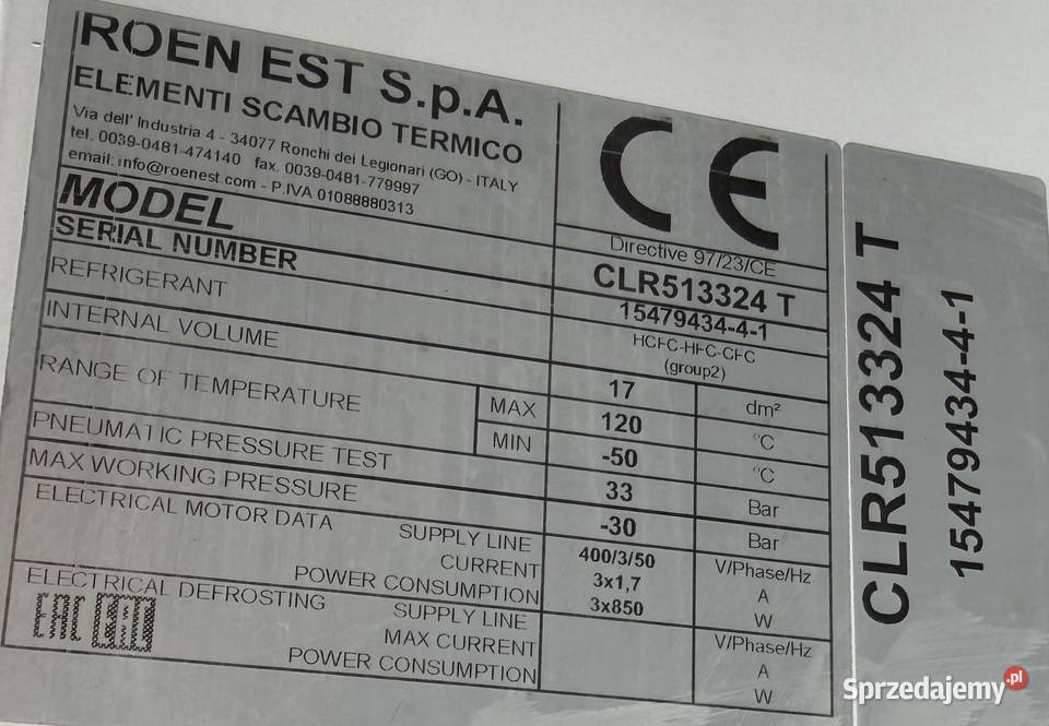 Skraplacz powietrzny ROEN EST CLR513324 T 76 kW Paczków