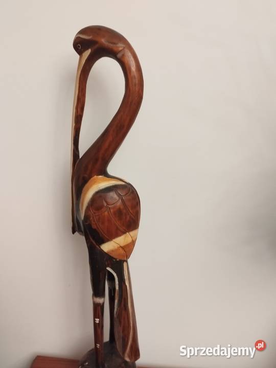Czapla drewniana figurka rzeżba 62