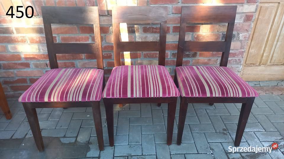 Krzesła drewniane tekowe z materiałową tapicerką Gawroniec