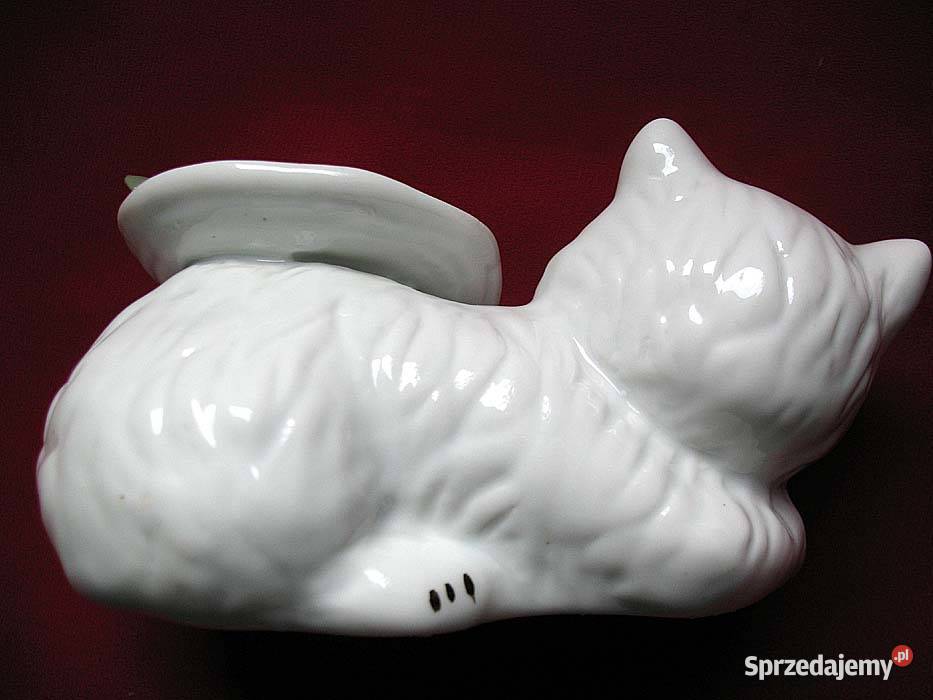 Kot kotek z kapeluszem figurka porcelana 8 x 15 Siedlce