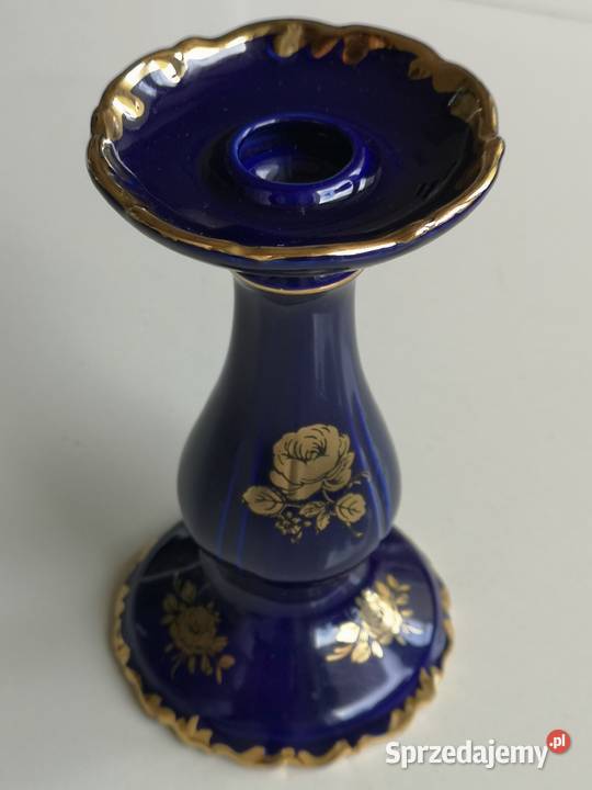 Świecznik porcelanowy kobalt vintage kujawsko-pomorskie