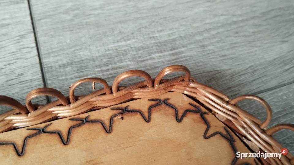 taca drewniana wiklinowa na kubki Poznań