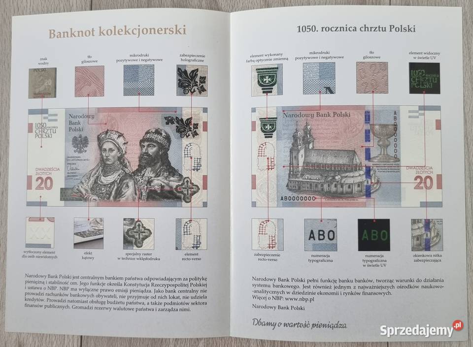 NOWY Folder do Banknotu 1050 Rocznica Chrztu Numizmatyka Sosnowiec sprzedam