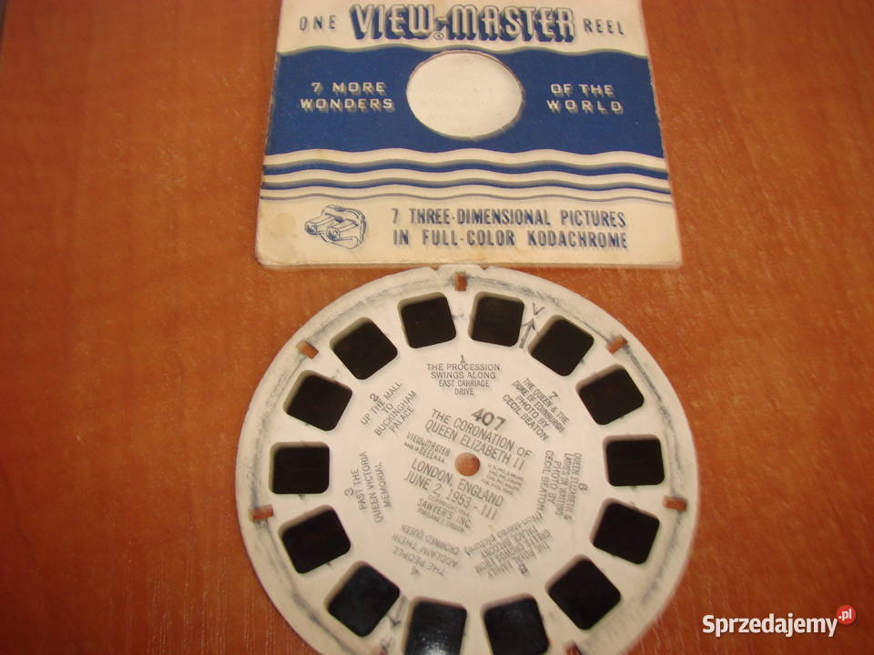 ViewMaster karta Koronacja Elżbiety II 1953r Pruszcz Gdański
