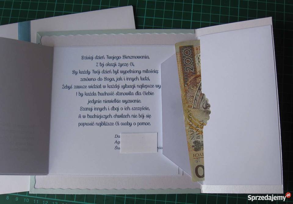 Bierzmowanie karta ręcznie robiona A5 kujawsko-pomorskie Zbójno