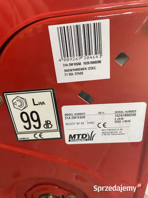 Odśnieżarka spalinowa Wolf Garten SF 53 śląskie Kłobuck