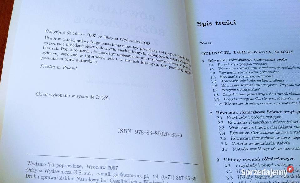 Równania różniczkowe zwyczajne teoria przykłady pomorskie Gdańsk