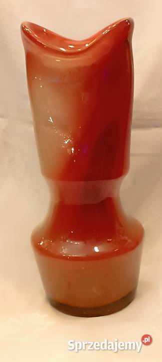 Wazon czerwony Szkło artystyczne PRL proj Kraków