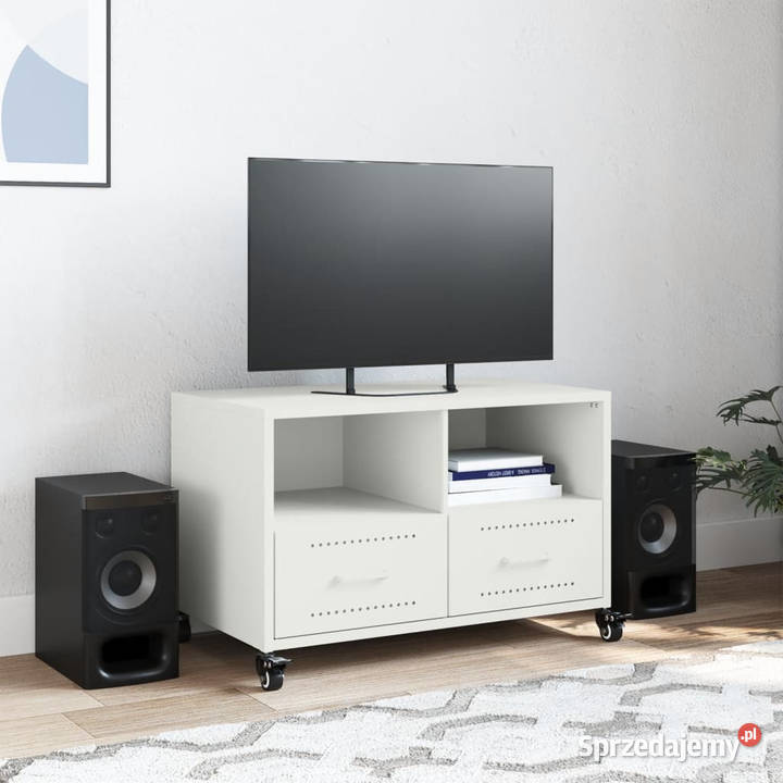 Szafka RTV biała 68x39x435 stal WM846703 mazowieckie Warszawa